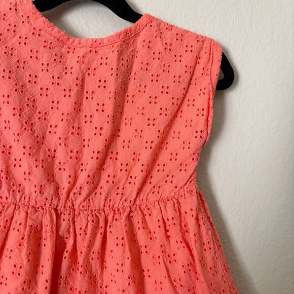 Cat & Jack Dress Girls 2T Orange Eyelet A-Line Mid Pullover Roll Cuff - Picture 7 of 8